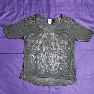 Harley-Davidson Gray Graphic Women's T-Shirt with Studded Sleeves